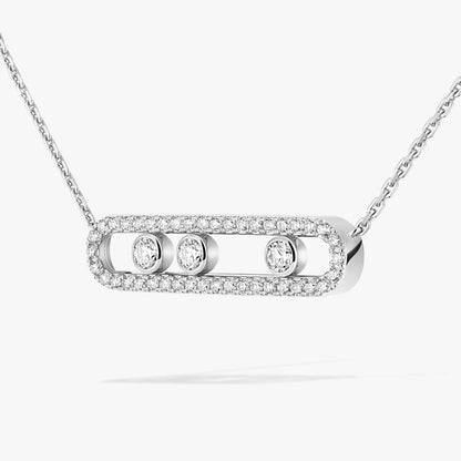 [Glow Muse] Move Pave_ Rose Gold Diamond Necklace