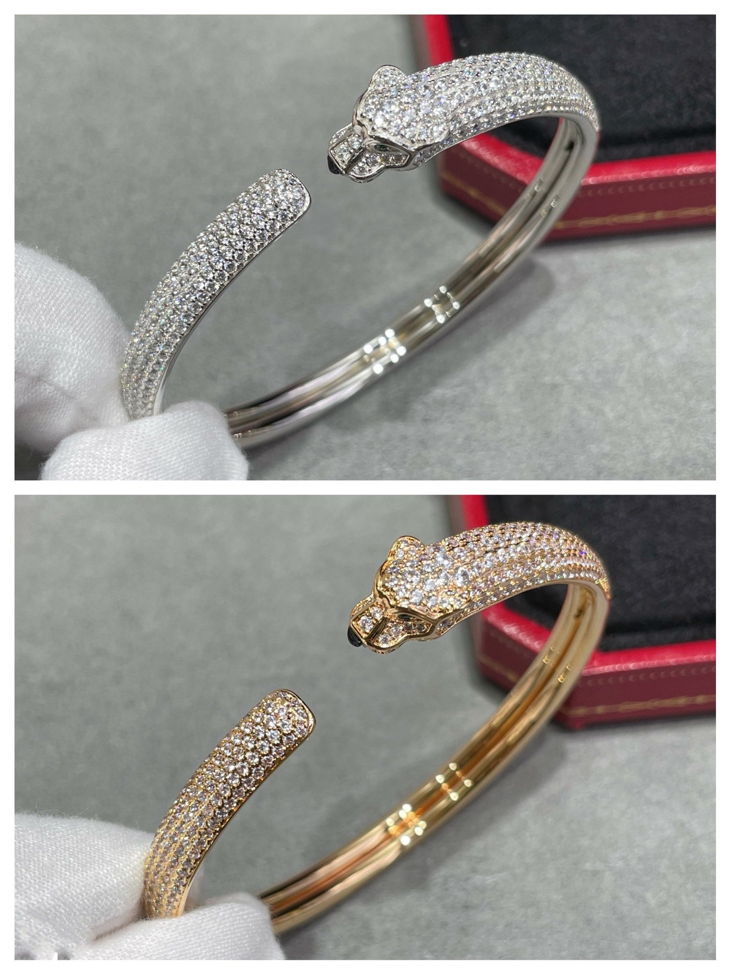 [Glow Muse]PANTHERE FULL DIAMOND OPEN BRACELET