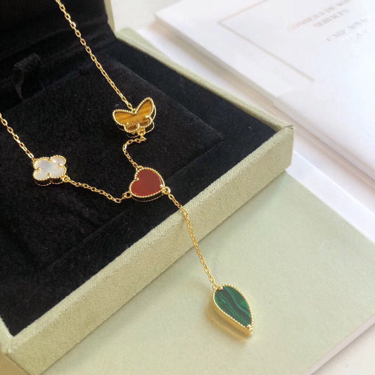 [Glow Muse]LUCKY SPRING 4 MOTIFS ROSE GOLD NECKLACE